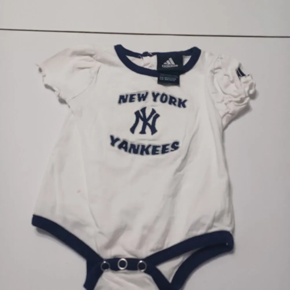 New York Yankees Adidas Shirt Girls 3 6 Months Blue‎ Scoop Neck Cap Sleeves Logo